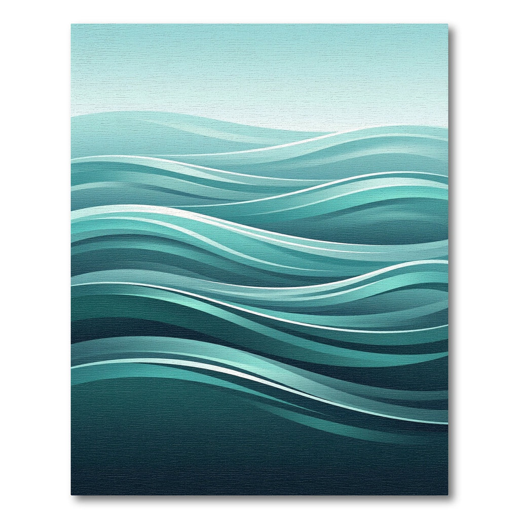 Abstract Teal Ocean Waves Rug