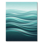 Abstract Teal Ocean Waves Rug