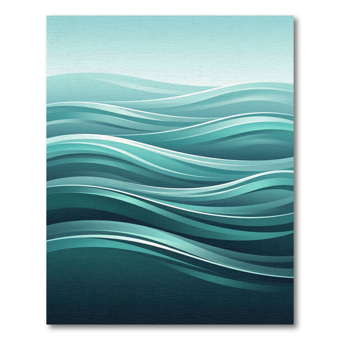 Abstract Teal Ocean Waves Rug