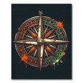 Vintage Compass Emblem Gold Ochre Teal Rug