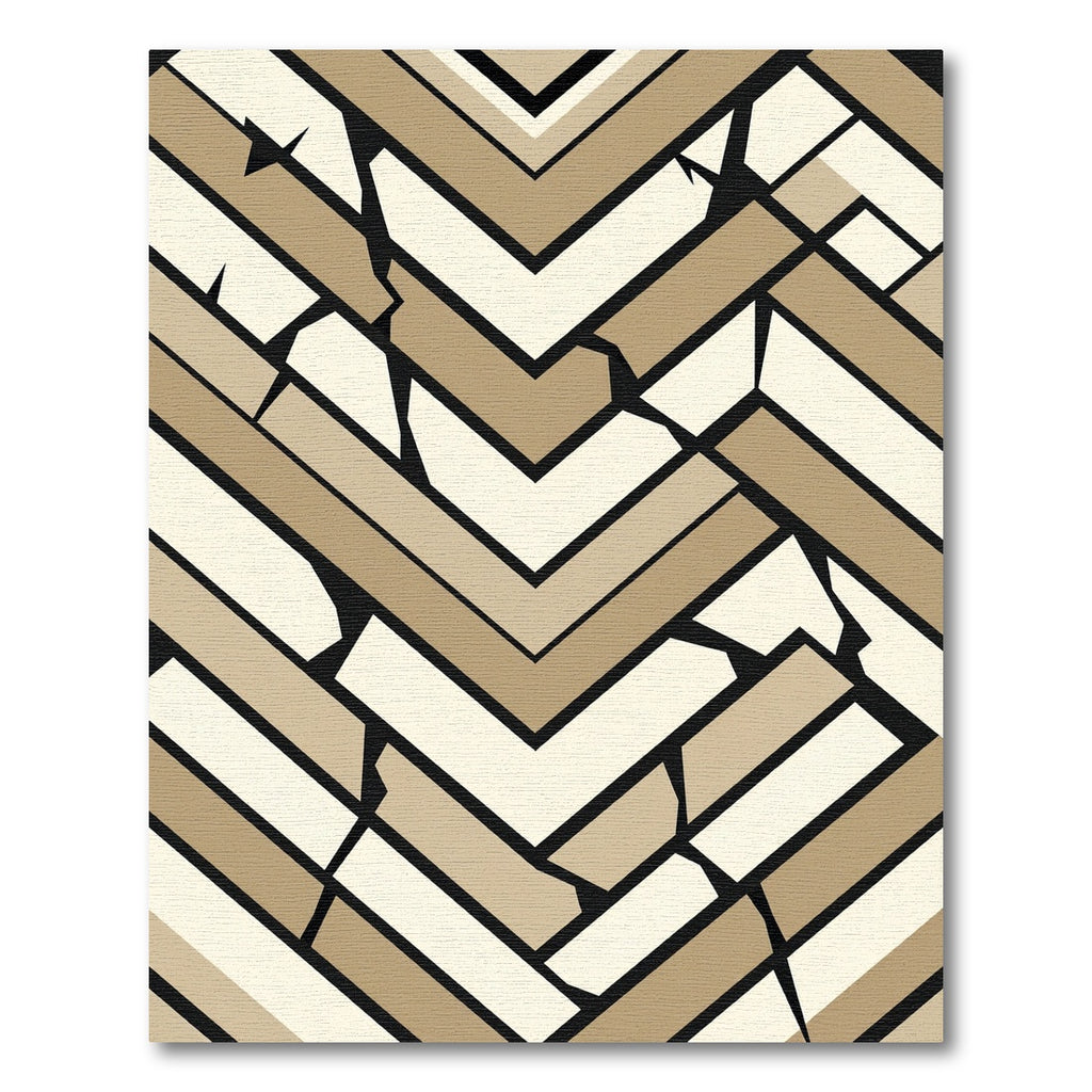 Geometric Tan Herringbone Crushed Effect Rug