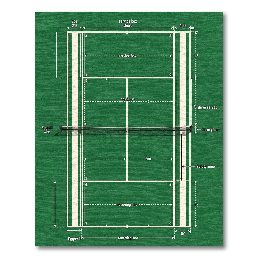 Emerald Green Tennis Court Graphic Rug