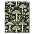 Sage Botanical Mushroom Woodland Forest Scene Rug