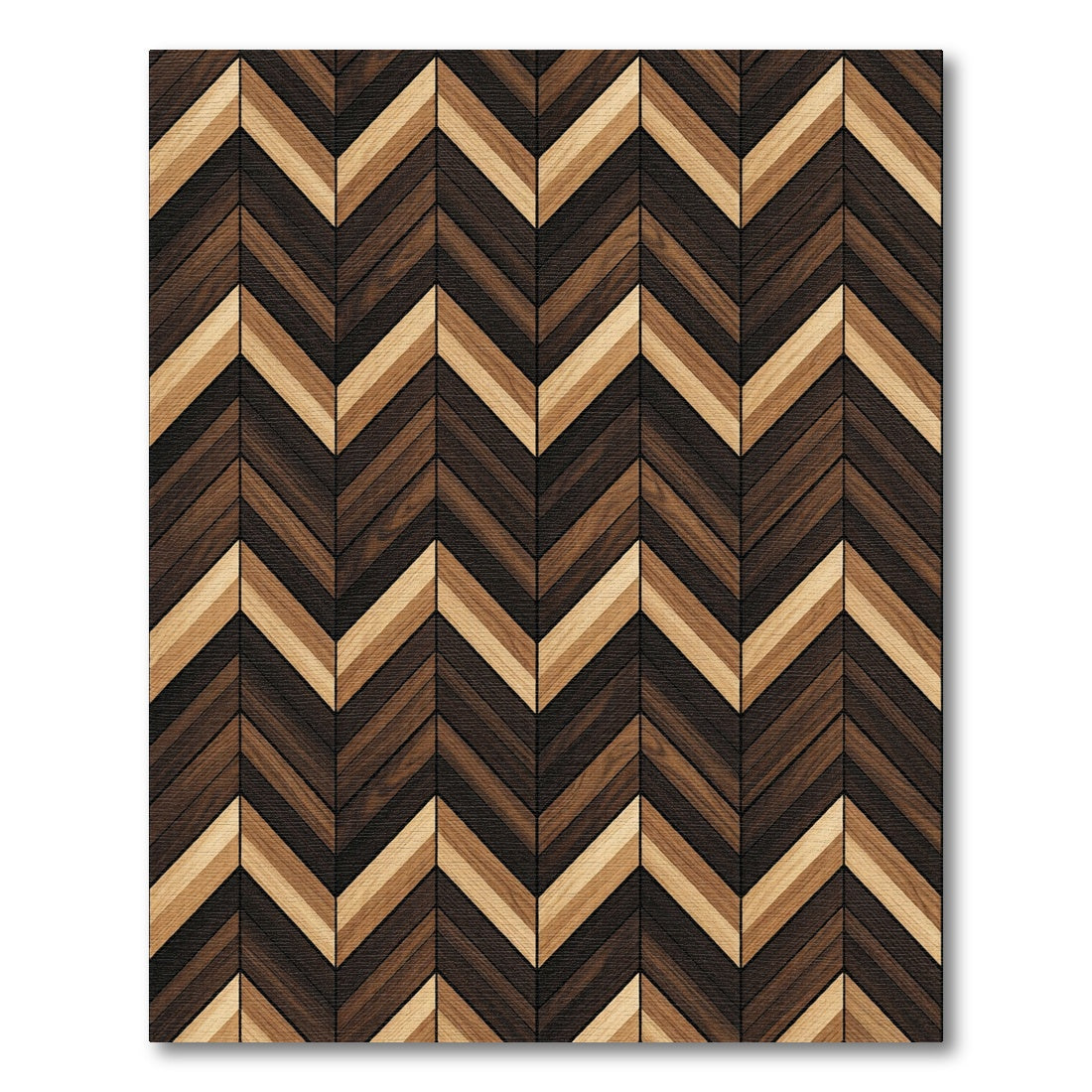 Earthy Tones Chevron Wood Plank Rug
