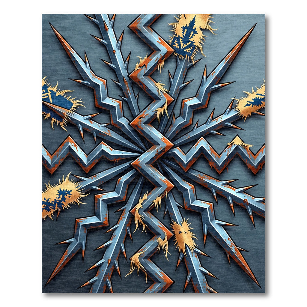 Jagged Blue Steel Radial Spikes Rug