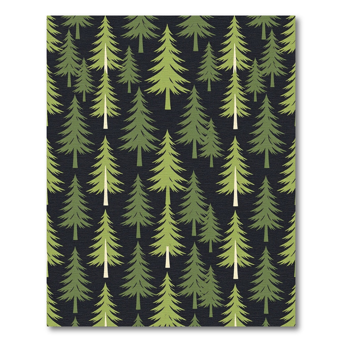 Forest Green Evergreen Pine Tree Landscape Rug