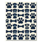 Cute Navy Canine Paw and Bone Rug