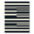 Modern Ivory Black Striped Arrangement Rug