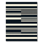 Modern Ivory Black Striped Arrangement Rug