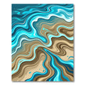 Aqua Brown Swirling Abstract Waves Rug