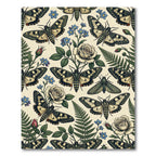 Botanical Moth and Rose Garden Rug