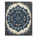 Intricate Navy Blue Floral Mandala Rug