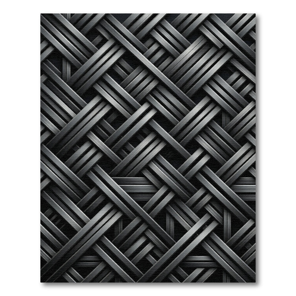 Modern Metallic Charcoal Interwoven Link Rug