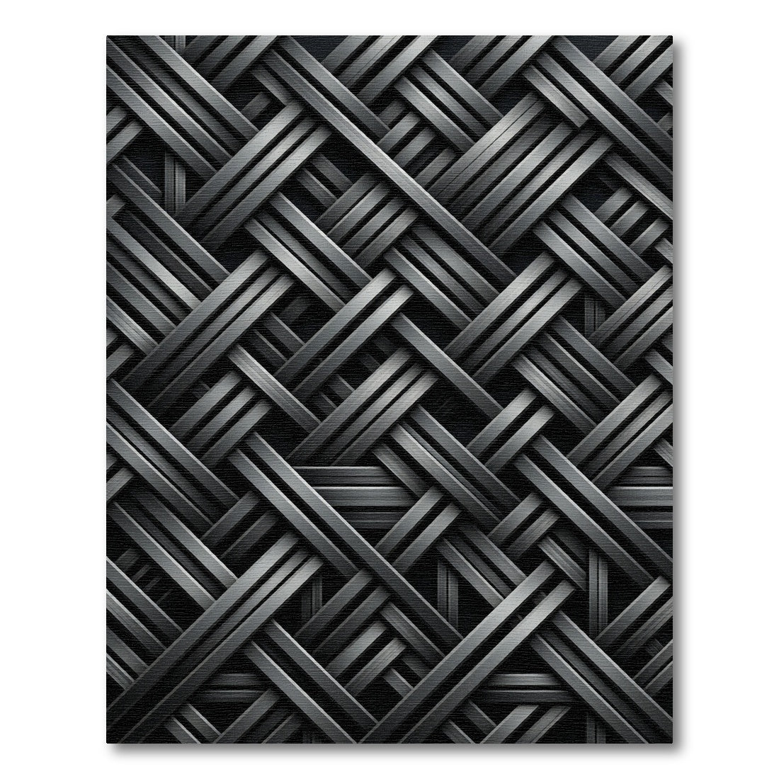 Modern Metallic Charcoal Interwoven Link Rug