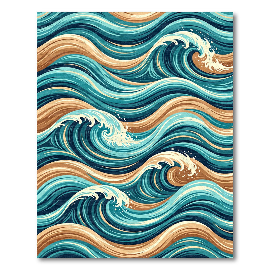 Deep Blue Teal Ocean Waves Rug