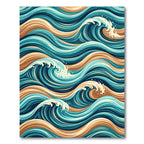 Deep Blue Teal Ocean Waves Rug