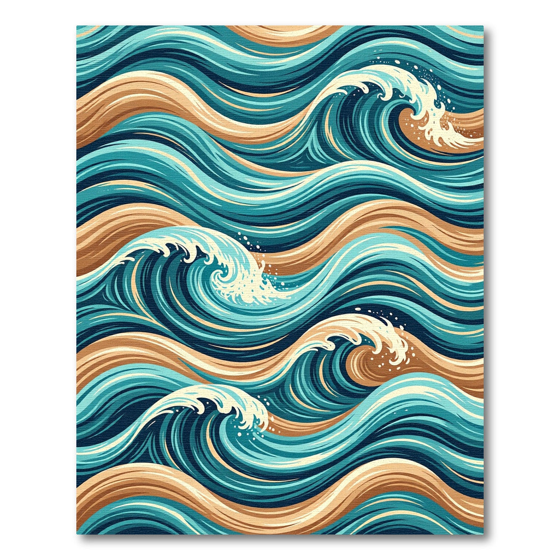 Deep Blue Teal Ocean Waves Rug