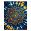 Blue Gold Intricate Mandala Tie Dye Rug