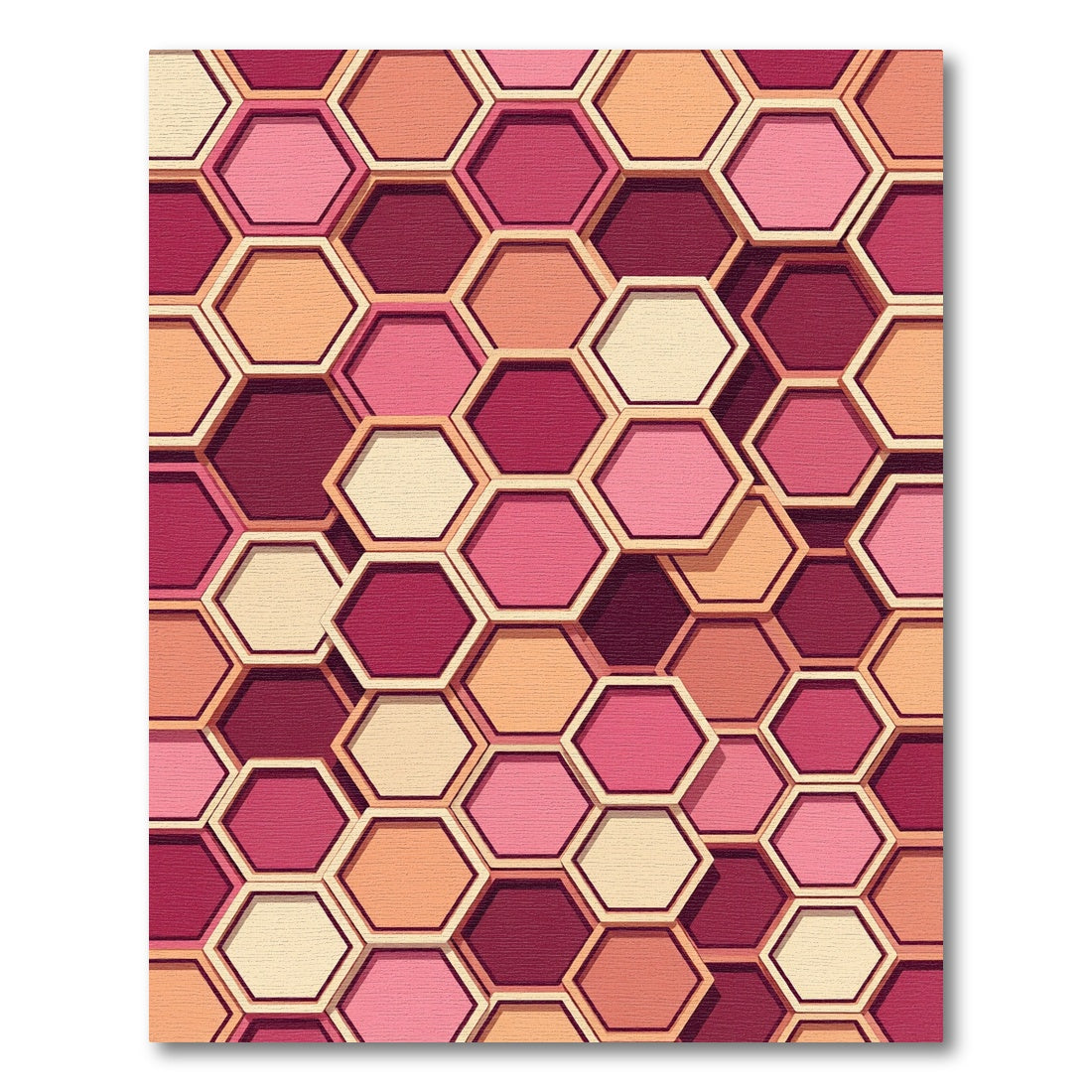 Geometric Honeycomb Deep Pink Rug