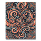 Earthy Peach and Teal Paisley Swirls Rug