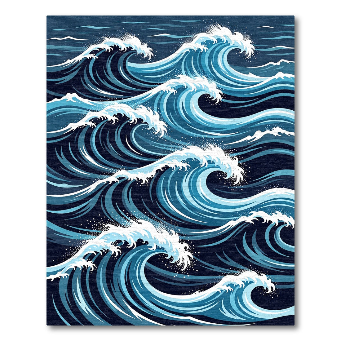Vivid Blue Dynamic Ocean Waves Rug