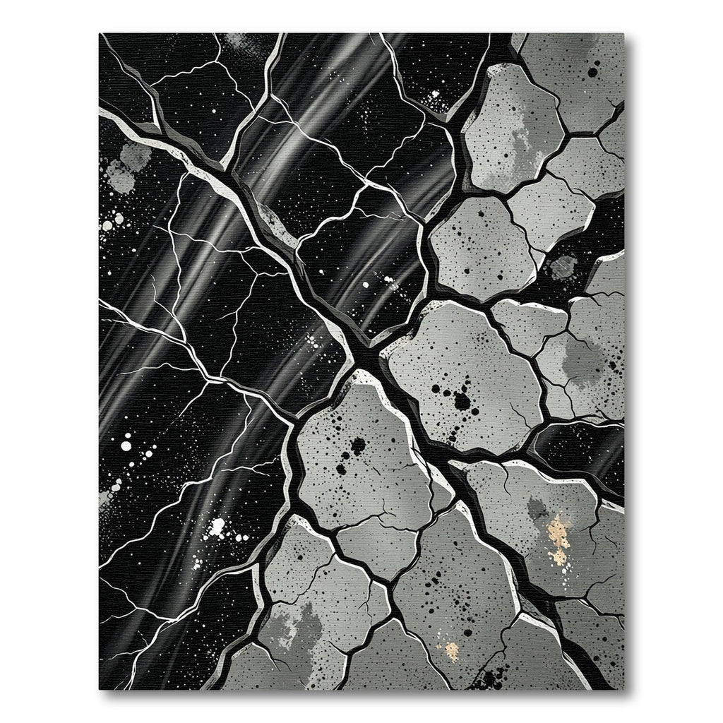 Monochromatic Cracked Geo Fragmentation Rug