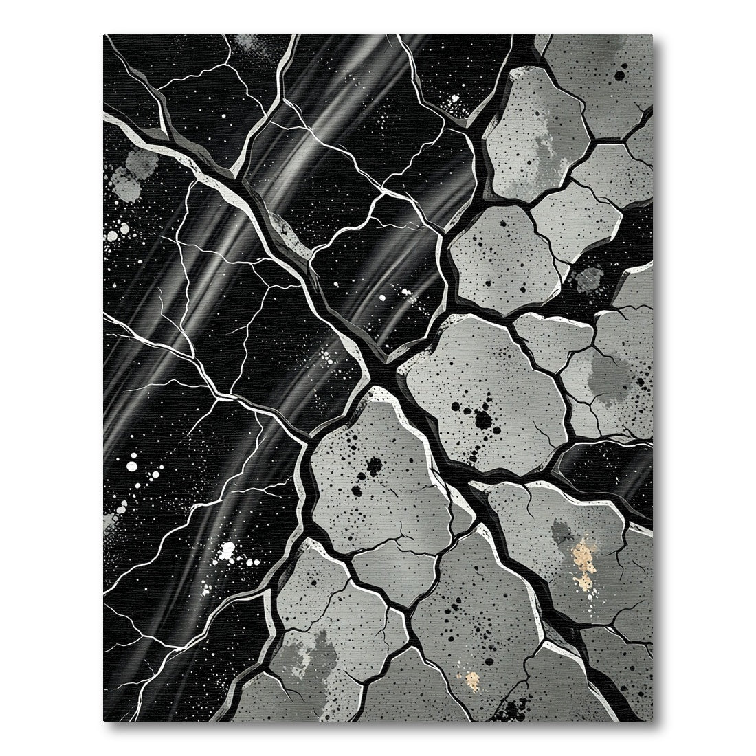Monochromatic Cracked Geo Fragmentation Rug
