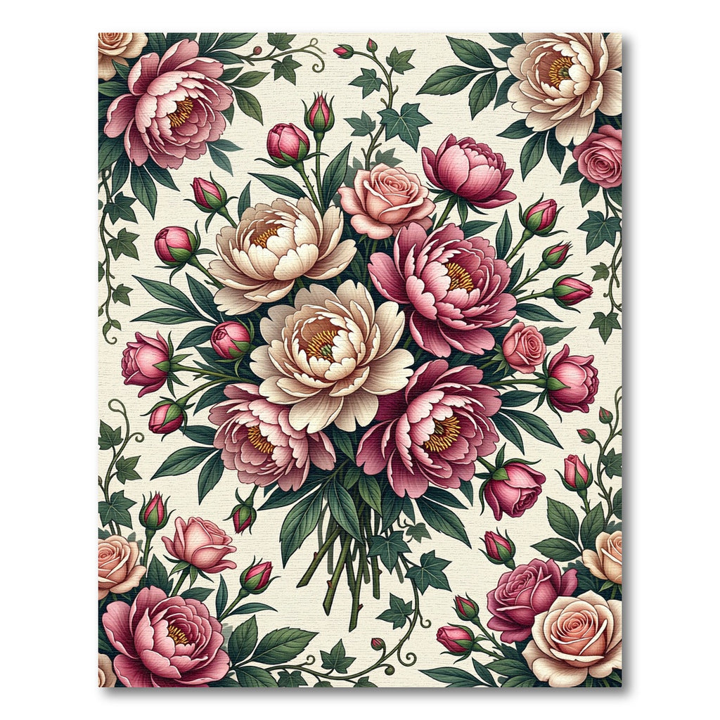 Romantic Pink Peony Floral Garden Rug
