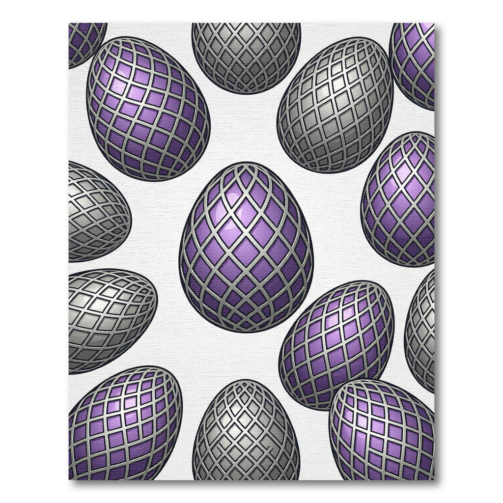 Purple Intersecting Metallic Grid Ornament Rug