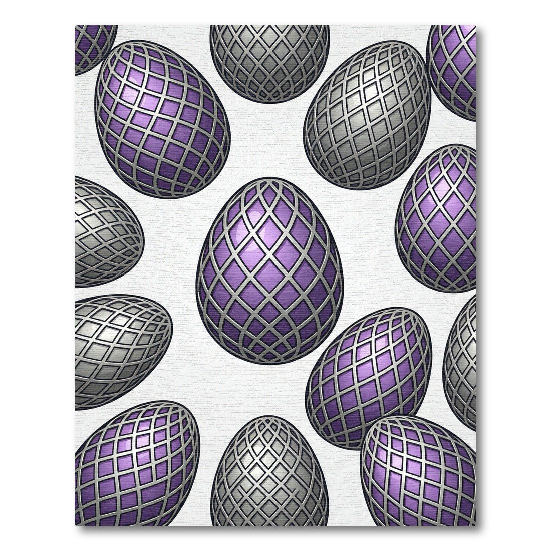 Purple Intersecting Metallic Grid Ornament Rug