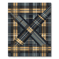 Black and Tan Layered Plaid Check Rug