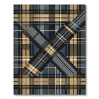 Black and Tan Layered Plaid Check Rug