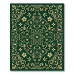 Elegant Gold Floral Vine Medallion Rug