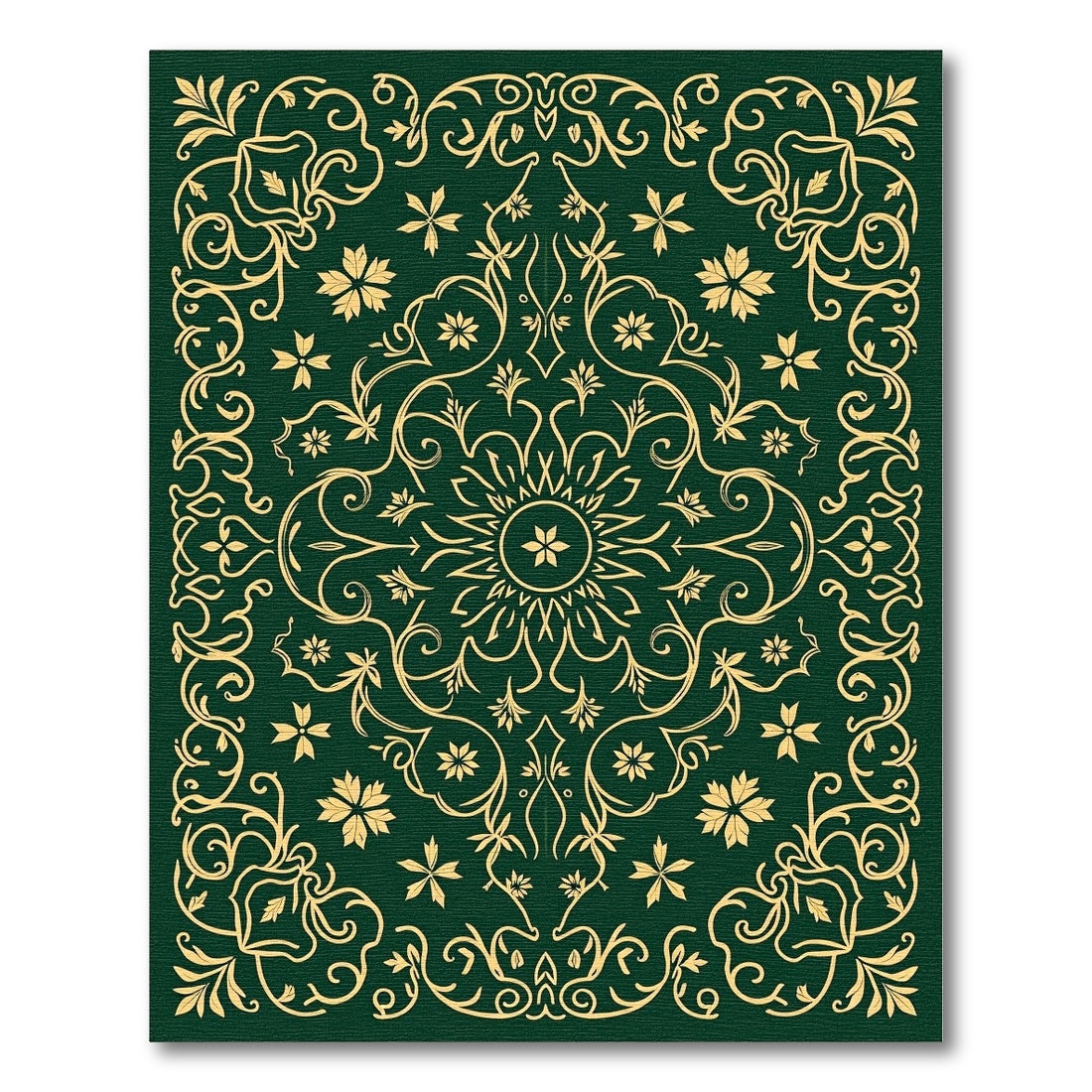 Elegant Gold Floral Vine Medallion Rug