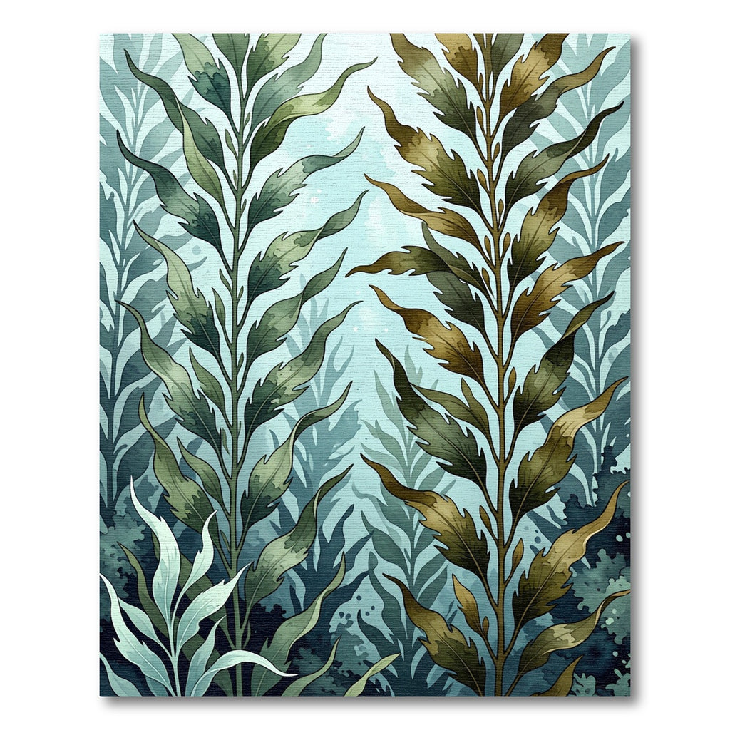 Ethereal Seaweed Frond Botanical Verdant Rug