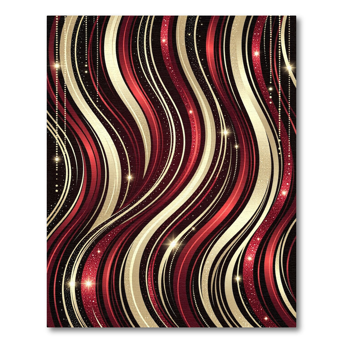 Crimson Gold Deep Wave Ribbons Rug