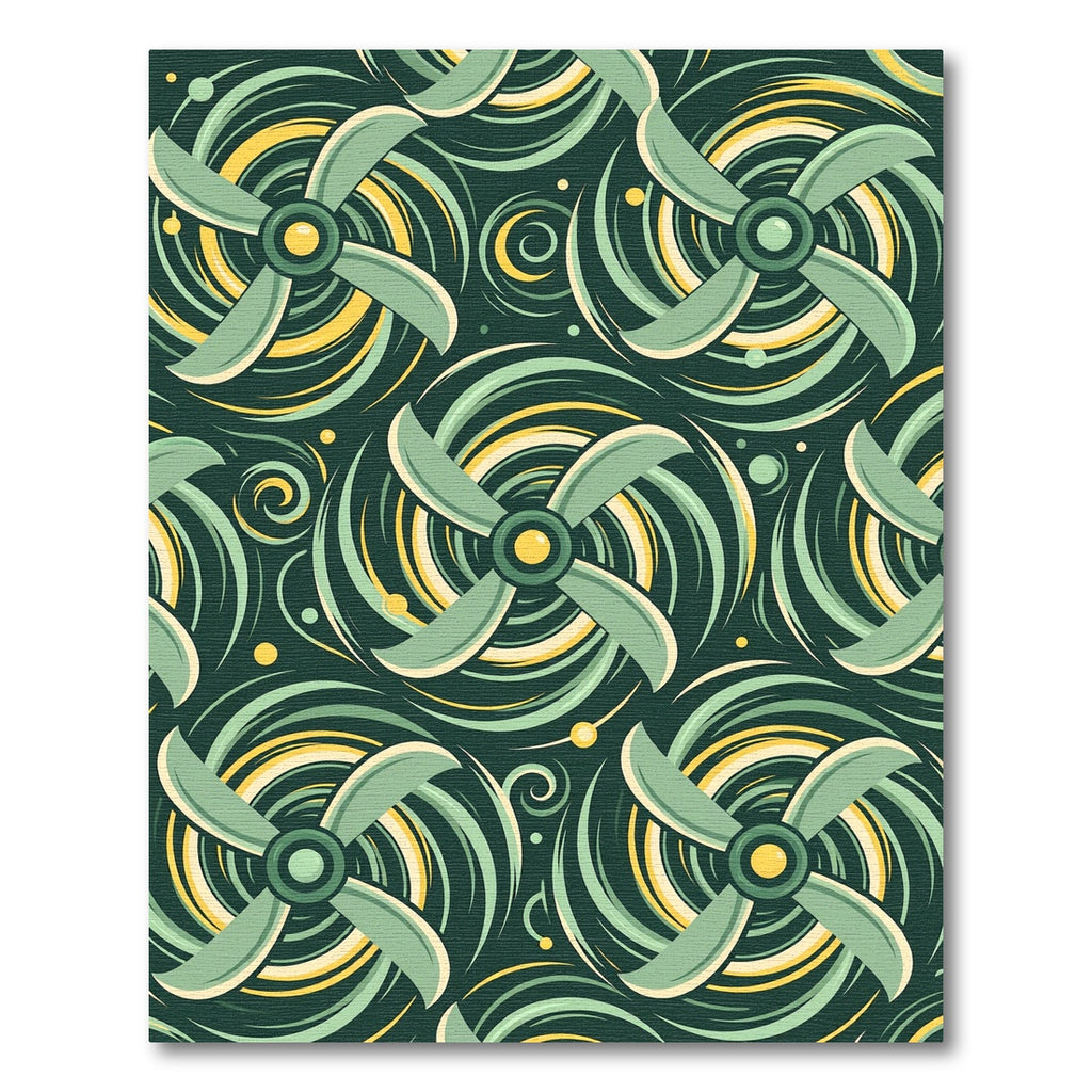 Mint Green Abstract Propeller Swirl Rug