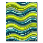 Vibrant Lime Green Teal Wave Rug