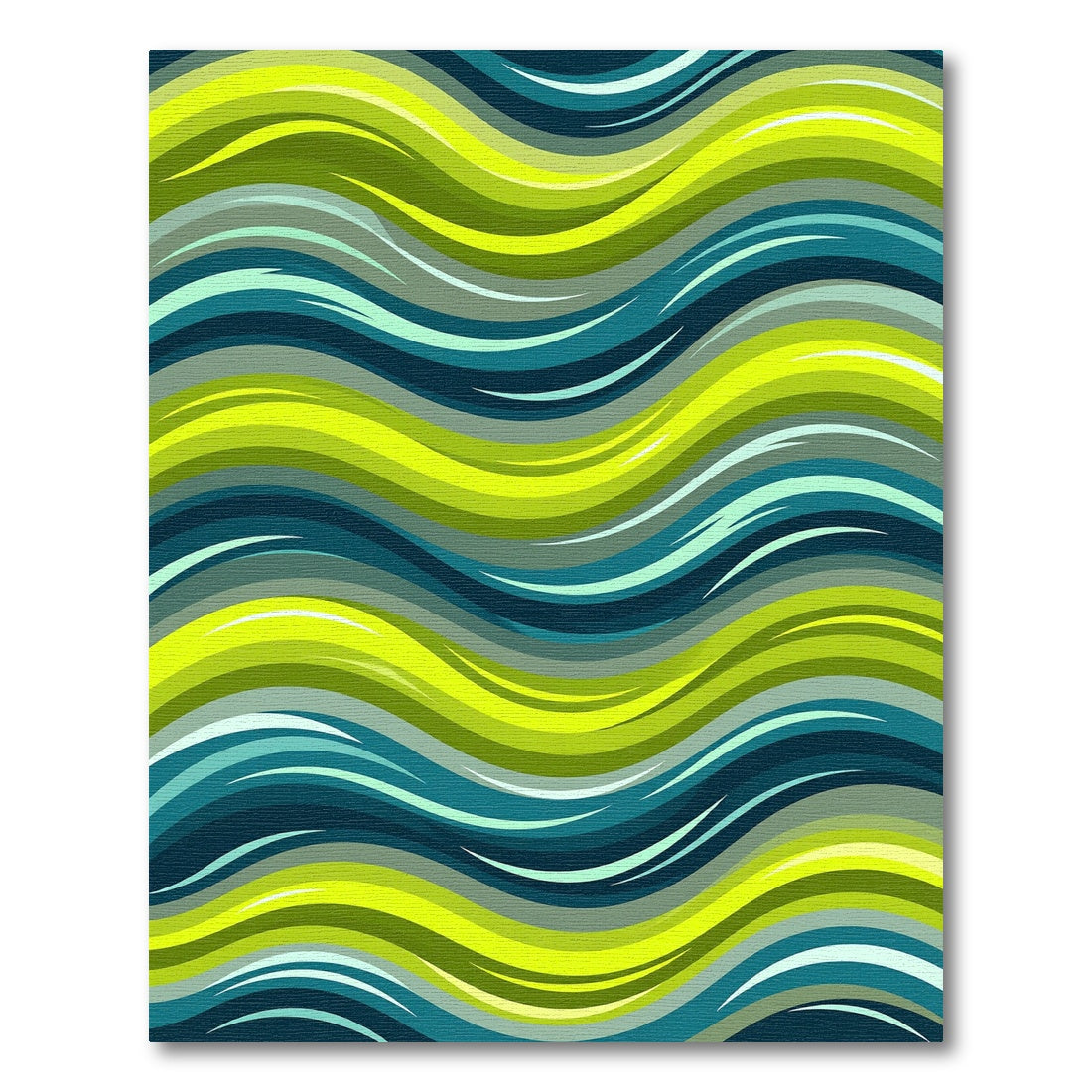 Vibrant Lime Green Teal Wave Rug