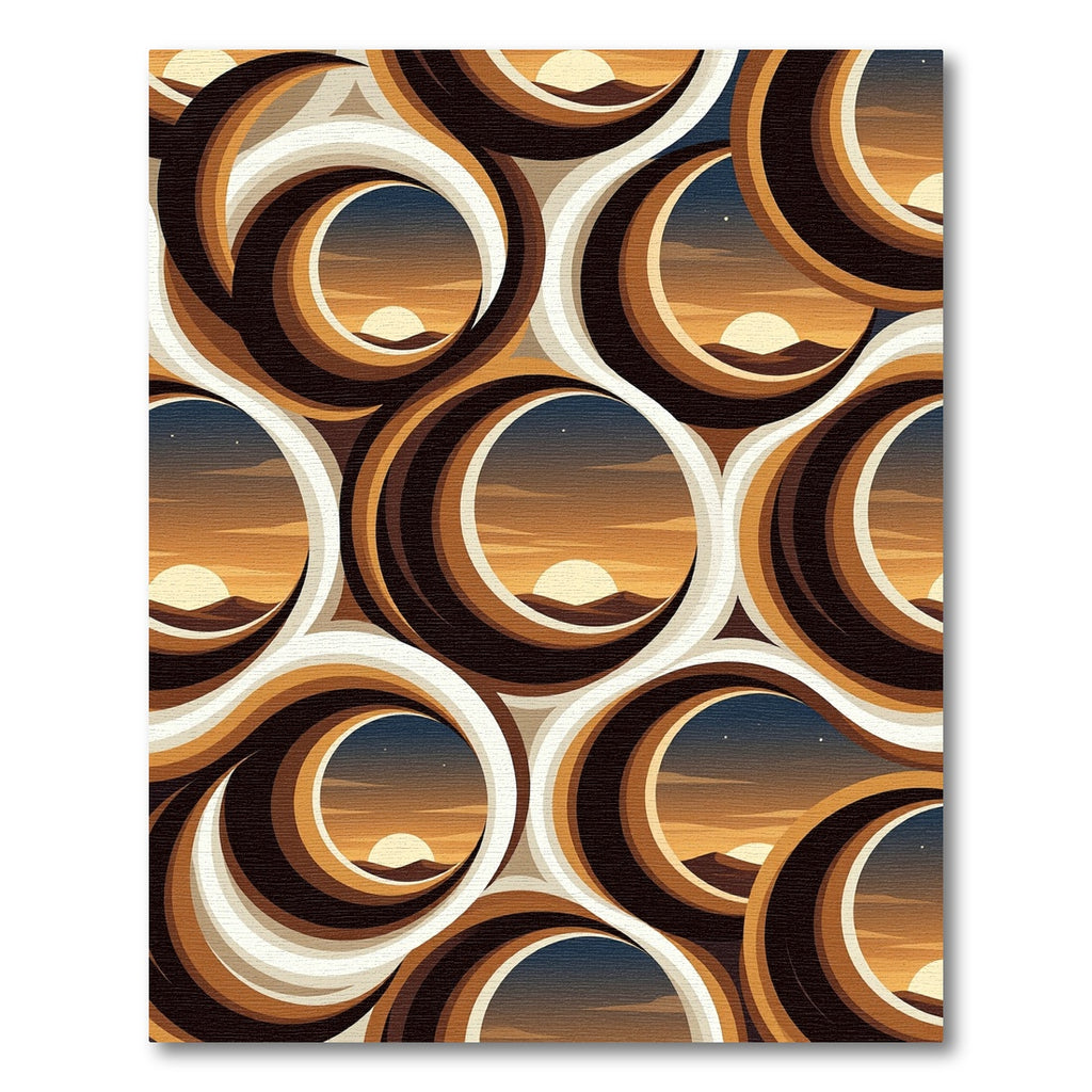 Retro sunset roundels flowing pattern Rug