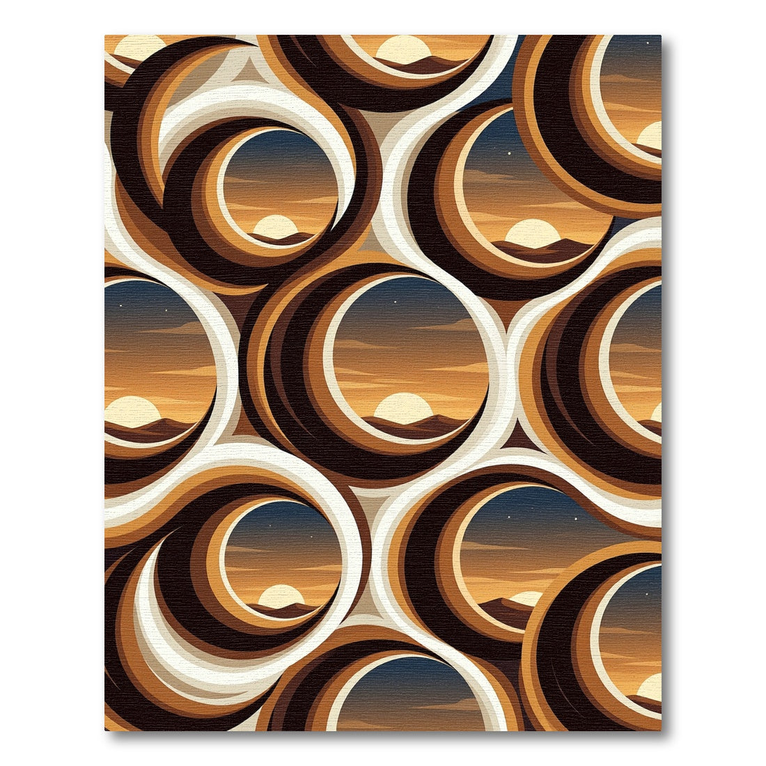Retro sunset roundels flowing pattern Rug