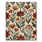 Terracotta Autumn Floral Botanical Illustration Rug