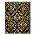 Luxury Gold Ornate Damask Navy Rug