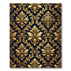Luxury Gold Ornate Damask Navy Rug