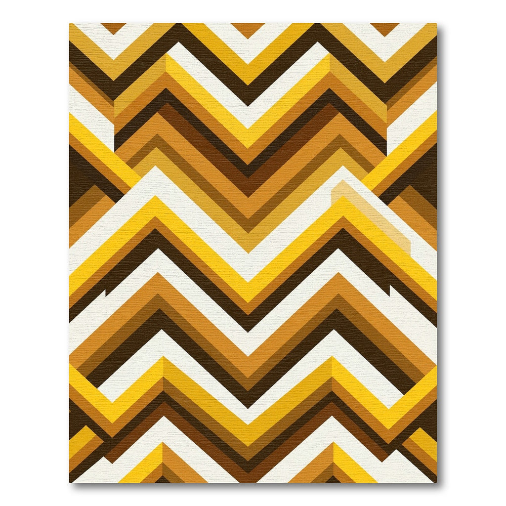 Golden Chevron Retro Geometric Rug