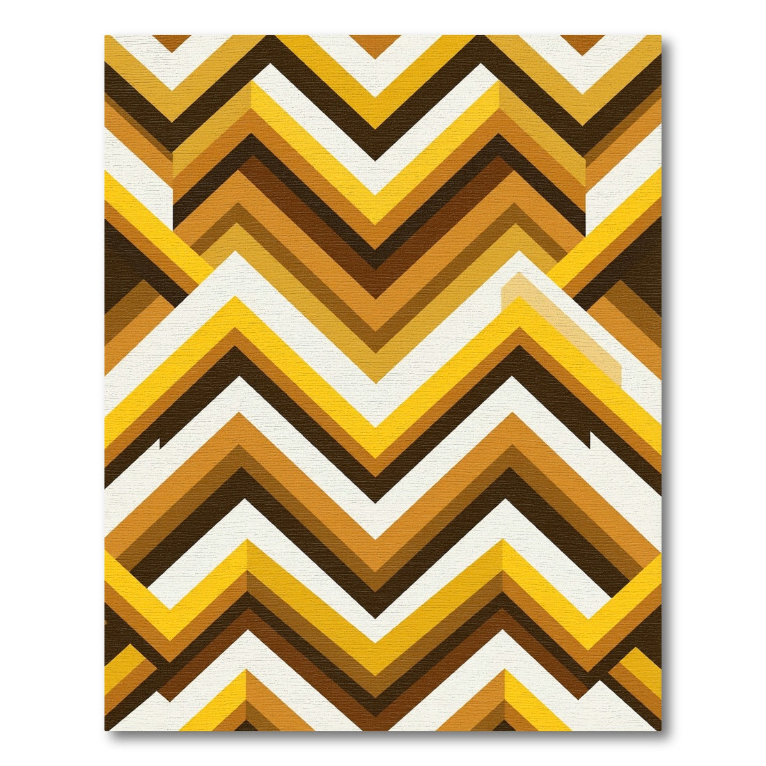 Golden Chevron Retro Geometric Rug