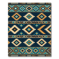 Geometric Teal and Ochre Diamond Rug