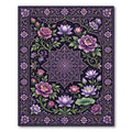 Elegant Purple Floral Lotus Medallion Rug