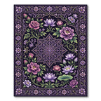 Elegant Purple Floral Lotus Medallion Rug