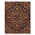 Ornate Golden Floral Damask Scroll Rug
